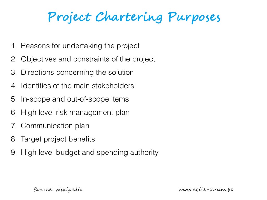 AGILE SCRUM VISUAL project chartering purposes